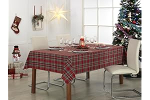 LAN&LAN - Nappe rectangulaire de Noël pour Noël - Nappe en Tissu à Carreaux écossais - Idéal pour Les Nuits de Noël en Famille et Entre Amis (Grandes peintures 140 x 300)