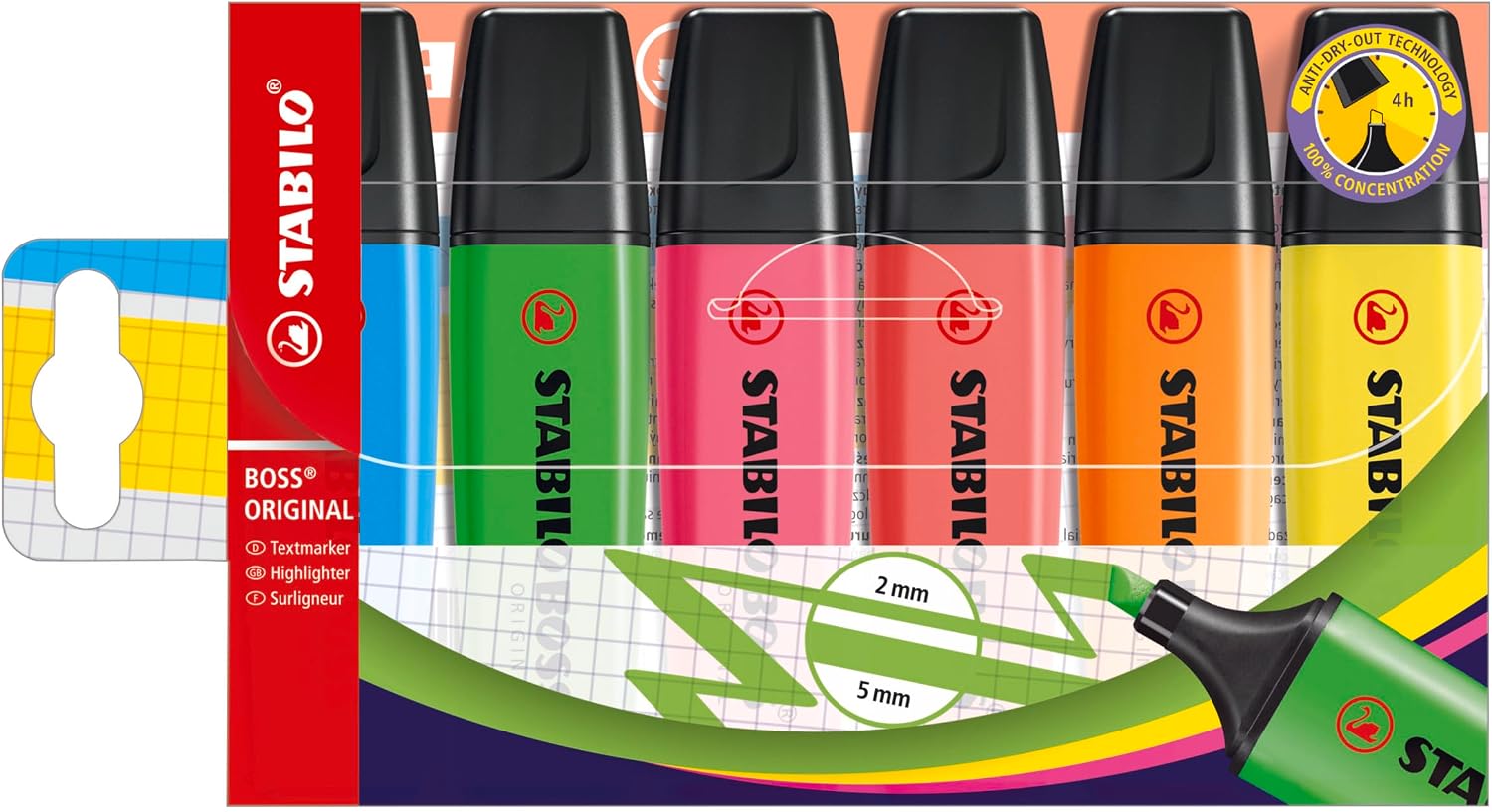 STABILO - surligneur - BOSS ORIGINAL | Pochette x 6 - coloris fluo assortis