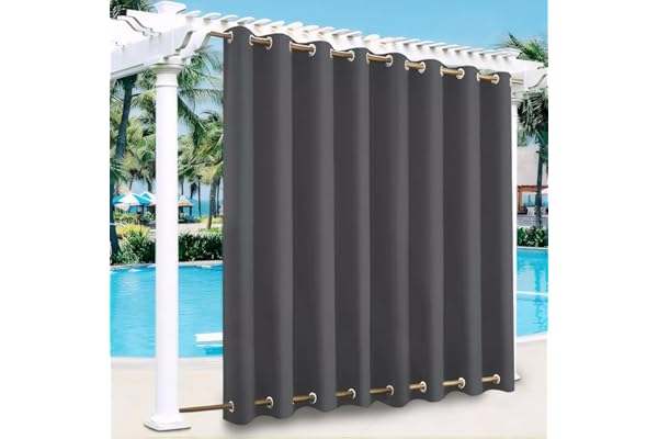 Rideau Exterieur Terrasse,imperméables,Coupe-Vent,Rideau Pergola Extérieur Occultants à Double œillet à Isolation Thermique pour tonnelle de Porte de Jardin,Gris foncé,2 pièces|254x213cm(LxH)
