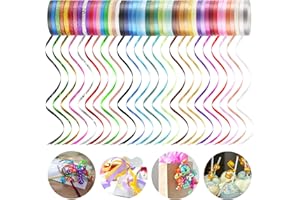 Dooozy Nastri Regalo per Pacchi di Regalo, 48 Colorati 5MM 10M Nastro per Palloncini Confezioni Regalo Fiocchi per Fioristi Fiorista Artigianato Feste di Compleanno Regalo Decorazione