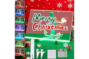 Farnirvana Lavagnetta Cancellabile Bambini, 30x20cm Lavagnetta in Acrilico con Luci LED, Con 7 Colori penna e 2 supporto, per Ristoranti，Scuola, Bar, Casa, Ufficio, Natale