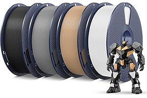 SUNLU Filament PETG 1,75 mm 4 kg, mniej sznurków i dobra przyczepność warstw, pakowane pojedynczo próżniowo, filament do drukarki 3D, 4 kg, 1 kg na szpulę, 4 kolory, czarny + biały + szary + dąb