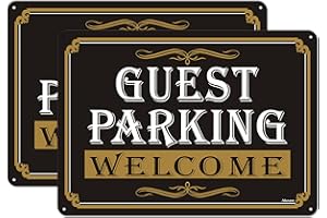 AFUVEN Welcome Guest Parking Signs 14"x 10" Visitor Parking Signs Metal Parking Signs Customer Parking Only Sings Reflective Rust Aluminum UV Protected Waterproof Outdoor Use Fade Resistant 2 Pack