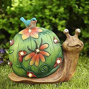 La Jol&iacute;e Muse Gartendeko Schnecke Gartenfigur &ndash; Solar LED Lichter f&uuml;r drau&szlig;en, Geschenk Schneck, Kunstharz Garten Ornament f&uuml;r den Vorgarten und Hof