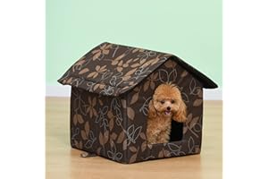 TOPOLOAR Toploar Katzenhaus Für Draußen Winterfest, Wasserdichtes Outdoor Katzenhöhle Für Katzen mit Abnehmbarem Matte, Faltbares Pet Outdoor House Tierheim Für Kleine Katzen (L)