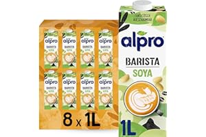 ‎ALPRO Alpro Barista Sojadrink – Zum Aufschäumen – Vegan und milchfrei – Von Natur aus laktosefrei – Reich an Proteinen – Enthält Calcium und Vitamine – 8 x 1 L – Haltbar