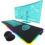 Everlasting Comfort Large Gaming Mouse Pad - Extra Long Desk Pad with Mousepad Wrist Rest- 15 Color Modes with 2 Brightness L