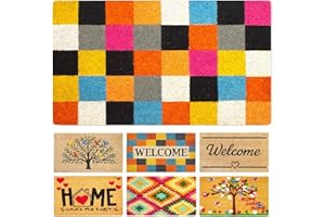 LUA VIKA Wycieraczka z włókna kokosowego - kwadraty - 40 x 70 cm - wycieraczka zewnętrzna - wycieraczka pod drzwi wejściowe na zewnątrz - wycieraczki na zewnątrz