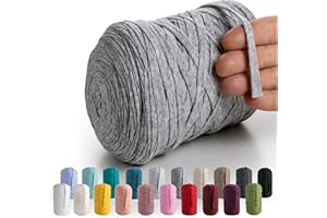 MeriWoolArt® Cinta Hilo Textil Natural 10 mm 150 m, Hilo para Artesanías de Macramé, Punto, Colgante de Pared de Macramé Atrapasueños DIY, Hilos Ganchillo de Tela, Hilo de Algodón Reciclado y Viscosa