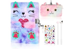 BTHRORO Sekretny pamiętnik dla dziewczynki, przytulanka z kłódką naklejki długopis i torba na artykuły biurowe dla dziewczynek materiały szkolne