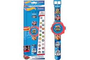 Lexibook, Hot Wheels, Uhr mit Verstellbarer Projektion und digitalem Display, 20 Hot Wheels-Bilder, für Kinder, Blau, DMW050HW