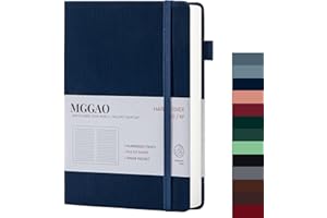 MGGAO A5 Journal ligné 100 GMS Papier épais ligné avec 188 pages numérotées Carnet de notes en cuir de qualité supérieure pour écriture personnelle, étude, bureau, enregistrement de voyage