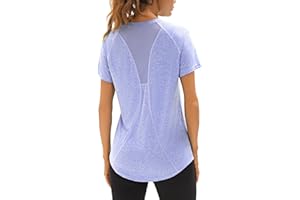 Wayleb T-Shirt Sportiva da Donna Scollo a V Maglietta Sportiva Manica Corta Corsa Asciugatura Rapida Maglia Sport Top Fitness Palestra Yoga Magliette S-XXL