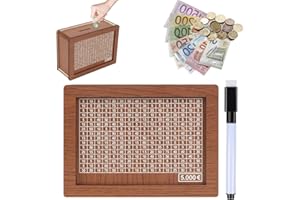 pangutheos Hucha 5000 Euros, Hucha de Madera con Contador, Caja Ahorro Madera para Ayudar a Los Niños a Desarrollar el Hábito de Ahorr