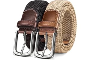 KEMISANT Cintura Uomo 2 Pezzi, Cinture Elastica Intrecciata da Uomo e Donna,35mm