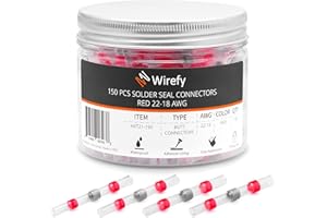 Wirefy 150 PCS Solder Seal Wire Connectors - Heat Shrink Solder Butt Connectors - Waterproof Solder Sleeves - Self Soldering Wire Connectors - Red 22-18 AWG