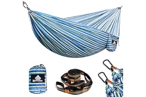 NATUREFUN Ultralekki podróżny hamak kempingowy, nośność 300 kg (275 x 140 cm), oddychający, szybkoschnący hamak, 2 x karabińczyk, 2 x pętla w zestawie, do użytku na zewnątrz, wewnątrz i w ogrodzie