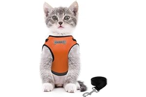FEimaX Arnés para Gato Antiescape Arnes y Correa Ajustable Reflectante Gatitos Chaleco de Malla Suave para Perros y Gatos Pequeños