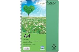 Clairefontaine - Ref 5901Z Forever Premium - Quaderno a spirale, 120 fogli a righe, 100% carta riciclata, formato A4 e pagine microperforate, copertina verde