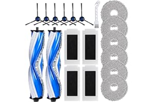 CHIKIXSON Accessoires Rechange pour ECOVACS T30 Omni/ T30 PRO Omni Aspirateur, Kit d'accessoires avec 2 Brosses Principales, 4 Filtres, 6 Brosses Latérales, 6 Chiffons de nettoyage, 1 Brosse de Nettoyage