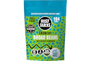 Noisy Snacks - Beef Brisket Crunchy Broad Beans, Great Taste Award Winning, Hint of Salt & Spicy, Healthy Low Calorie Snack, High Protein & Fibre, Vegan, Gluten Free, Palm Oil Free 7 x 100g Recyclable