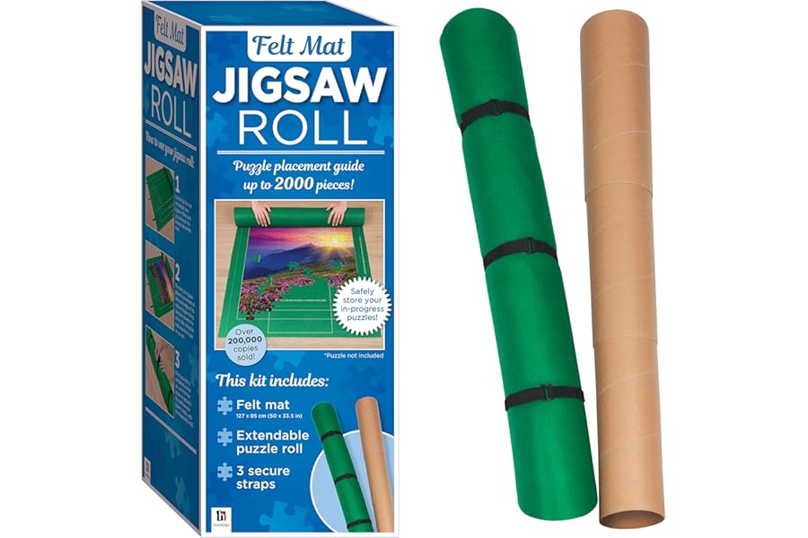 Hinkler - Felt Mat Jigsaw Roll - Puzzle Storage Mat for Jigsaw Lovers - Puzzle Placement Guide - Stores Up to 2000 Pieces - Includes Felt Mat, Roll & Straps - Works with Jigsaw Board