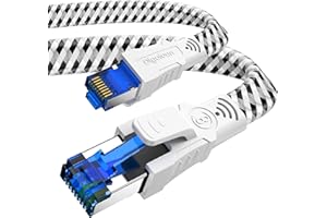 Digoloan Câble Ethernet réseau Cat 8 RJ45 3m,Câble Internet 5m 10m 15m 20m Plat en Nylon 40Gbit/s 2000MHz Cordons de raccordement Gigabit blindés haute vitesse,compatible Cat 7/6/5e/5 (3Mètre)