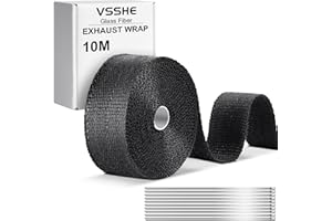 vsshe 10Mx50mm Ruban Isolant Thermique en Titanium Magma, Bande Thermique Echappement avec 10 Attaches de Câble en Acier Inoxydable pour Tuyeau Collecteur Echappement Moto Bande Isolante Thermique