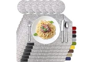 ‎MAHEWA MAHEWA® 6er Set Premium Tischset Platzset aus Filz rutschfest Ab-waschbar und Waschmaschinenfest Eckige Platzdeckchen Teller-Untersetzer Filzset Tisch-Matten Platz-Matten (Hellgrau, 6er Set)