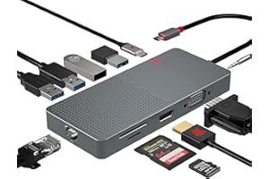ANYPLUS Hub USB C,11 IN 1 Adattatore USB Ethernet,Multiporta Docking Station,With HDMI 4K,(2USB 3.0/2USB 2.0) VGA,PD 100W, SD/TF,USB Hub Per Macbook Air/Pro iPad Dell Hp Lenovo