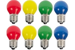 LICHTIDEE 8 x LED Tropfen/Kugel E27 1W bunt gemischt Deko Lampe Birne farbig für Deko Lichterketten