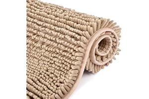 FCSDETAIL Tapis de bain antidérapant à poils longs 60 x 90 cm - Lavable en machine - Absorbant l'eau - Pour baignoire, douche et salle de bain