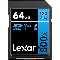 Lexar High-Performance 800x Scheda SD 64 GB, Scheda di Memoria SDXC UHS-I, Fino a 120 MB/s in Lettura, per fotocamere point-a