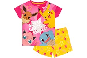 Pokemon Pigiama Bambina | Pigiama Pikachu | Eevee Pigiama Ragazza | Pigiama Maniche Corte Bambino | da 5 A 13 Anni