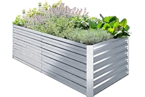 Ohuhu Jardineras Exterior Grandes 180x90x60cm para Jardín, Huerto Urbano Terraza para Plantar Todo Tipo de Vegetales, Hierbas y Flores, Maceteros Exterior Elevados de Acero