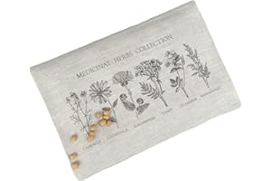 MARKUS Linen Coussin Chauffant en Noyaux de Cerises pour Bébés, Enfants - Micro-ondes, Four - Coussin à Grains avec Housse en Lin - Bouillotte Sèche - Motif à Base d'Herbes - Grand - 20x30 cm