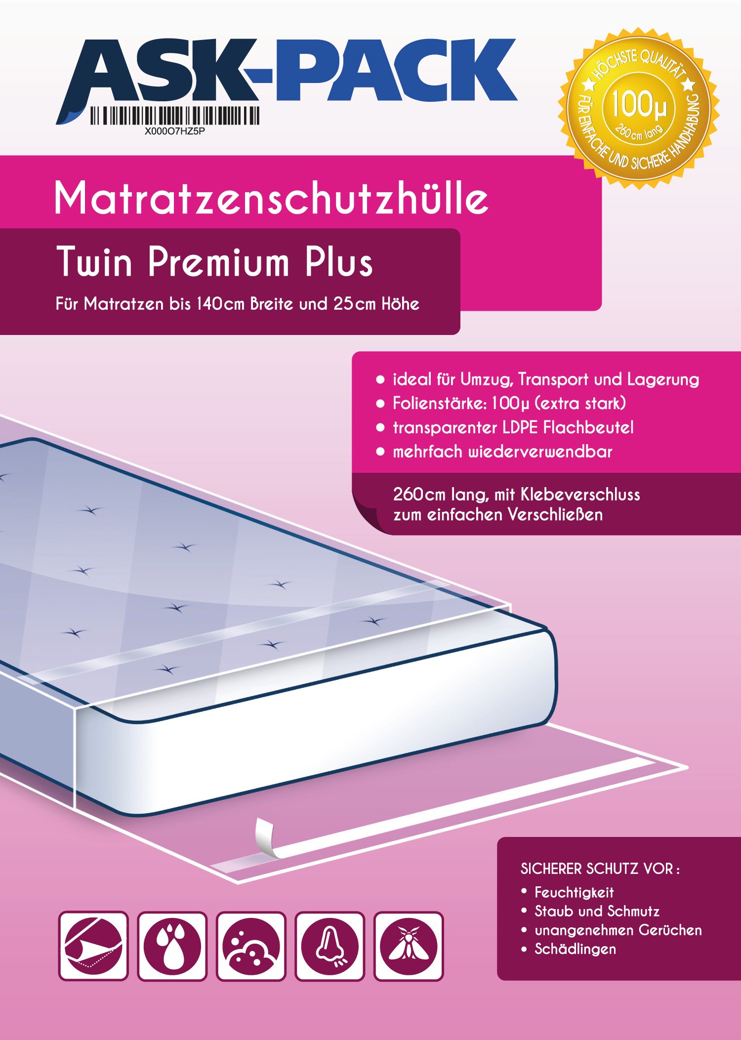 ASK-Pack-Premium-Matratzenschutzhlle-Twin-fr-bis-zu-140cm-breite-25cm-hohe-220cm-Lange-Matratze-mit-vielfach-wiederverwendbarem-KLEBEVERSCHLUSS-EXTRA-stark-100