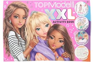 Depesche 13731 TOPModel - XXL Activity Book mit 24 vorgedruckten Seiten zum Ausmalen, Rätseln und Stickern, Set inkl. 4 Bogen Sticker