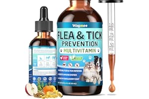 WAGMEE Oral Flea & Tick Support for Dogs and Cats, Natural Flea and Tick Drops Supplement with Multivitamins - Flea Herbal Liquid for Pets Skin & Coat Support - Oral Supplement All Breeds and Size, Chicken
