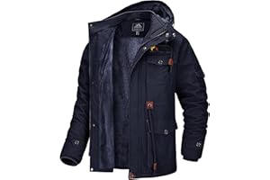 MAGCOMSEN Herren Winterjacke Freizeit Jacken Baumwolle Militär für Männer Cargo Bomber Jacke Jagd Angeln mit Abnehmbare Kapuze