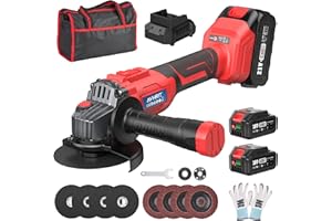 Avhrit 125mm Cordless Angle Grinder, Brushless Angle Grinder 9500RPM w/ 2X5.0Ah Batteries, 3 speeds Electric Metal Grinder w/Cutting, Grinding Wheels, Flap Discs for Metal, and Rust Removal
