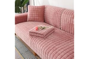 LHKXKKXX Samt Sofabezug 1 2 3 4 Sitzer, Sofaschoner Antirutsch Sofa Cover l Shape, Sofa bezug Set Sofa überzug Ecksofa Couch überwurf sofaüberwurf, Sofa überwurf Couch überzug L Form,Rosa,70x150cm