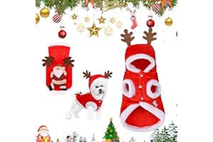 Ajuanbazha Deguisement Chien Chat Noel, Flanelle de Haute Qualité Tenue Noel Chien Costume, Petits Moyen Chiens Chats Habit de Noel, Costume Père Noël Animal de Compagnie (M)