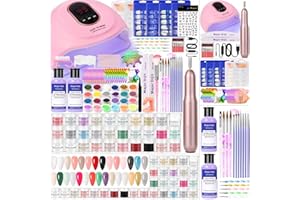 DouborQ Acrylic Nail Kit with Electric Nail Drill Lamp 29 Color Acrylic Powder Starter Art Set Supplies for Beginner with Everything