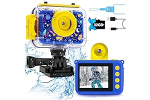 GKTZ Caméra étanche pour Enfants 12 MP 1080P Caméra numérique pour Enfants - Caméra à Selfie pour Enfants - Écran de 2 Pouces - Jouet pour Filles et garçons 3-14 Ans - Carte de 32 Go