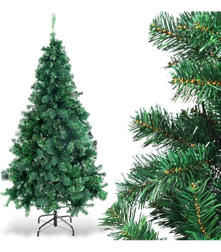 Sapin De Noël Artificiel DREAMADE - Hauteurs 150cm à 240cm - Feuilles PVC Réalistes - Pied En Fer Stable