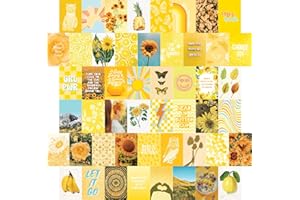 Artivo Yellow Wall Collage Kit Aesthetic Pictures 50 set, Sunny Summer Room Decor for Teen Girls, College Dorm Wall Decor, Photo Collection