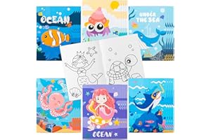 Haooryx 24Pcs Ocean Coloring Book for Boys Girls Under the Sea Mermaid Shark Octopus Jellyfish DIY Drawing Book Deep Sea Pattern Painting Booklet Birthday Party Gift Home School Activity Travel Supply