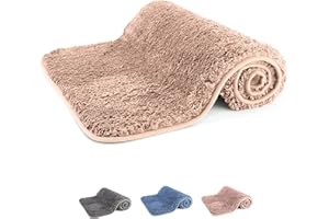 TRANQUILBEAUTY Luxury Beige Bath Mat | Microfiber Non-Slip Bathroom Rug 50x80 cm | Super Soft, Water Absorbent, Dry Fast Design For Bath And Shower | Easy Clean Modern Fabric Bath Mats | For Elderly and Children