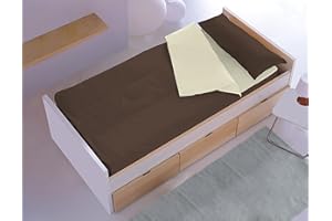 FM TEX Saco Nórdico Cremallera con Relleno Liso (20 Colores a Escoger) (Cama 80 cm, Chocolate-Beig)